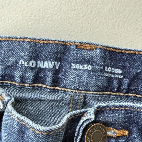 Old Navy Loose Straight Dark Wash Jeans (36×30) - Picture 5 of 5